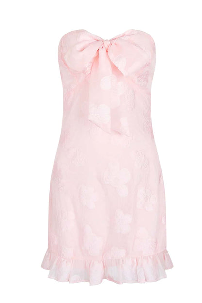Sweet Pink Bow Fitted Short Dress