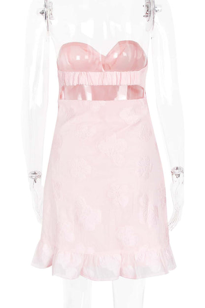 Sweet Pink Bow Fitted Short Dress