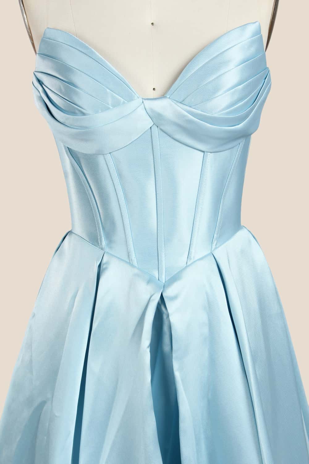 Sage Green Ruched Satin A-line Formal Dress