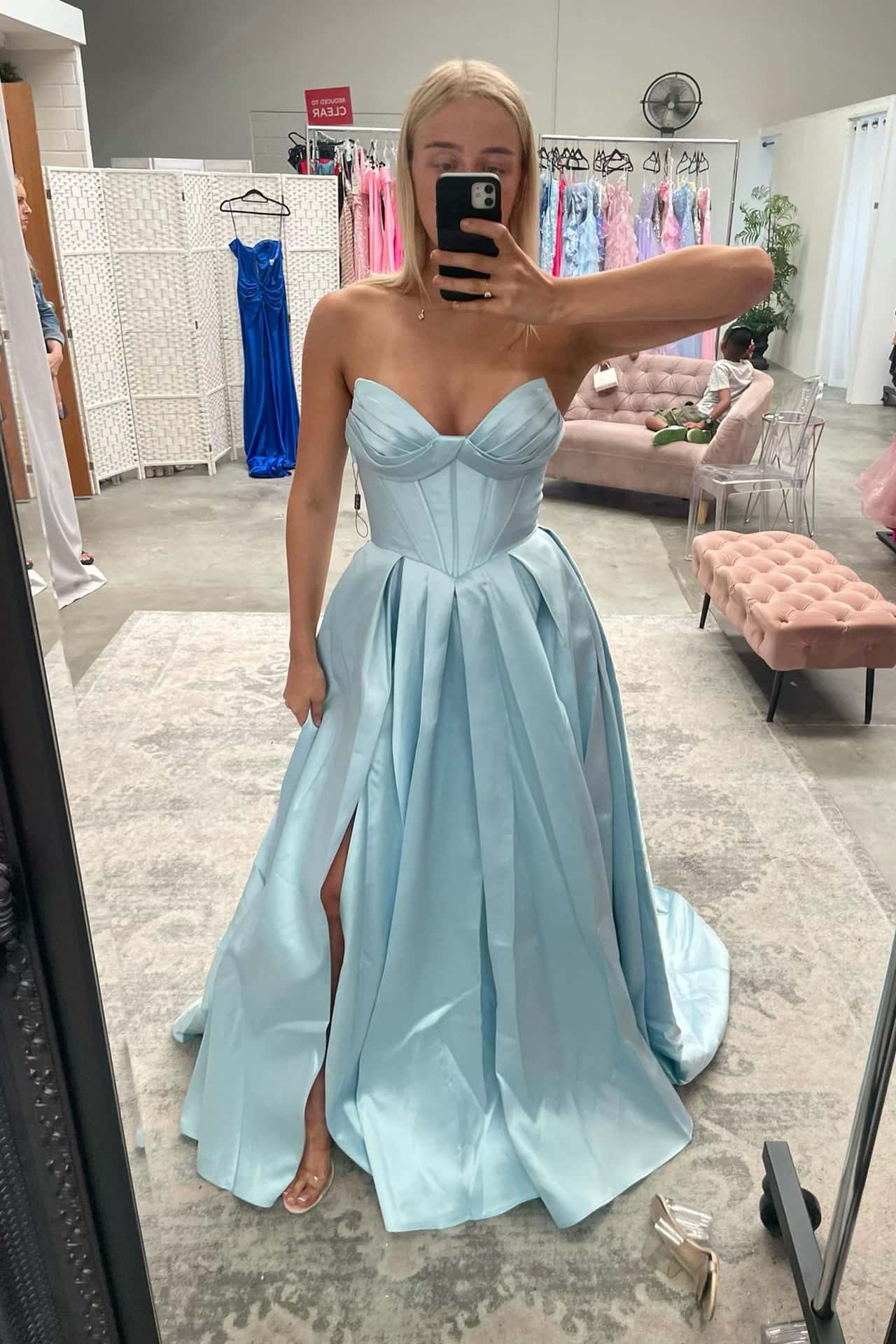 Sage Green Ruched Satin A-line Formal Dress