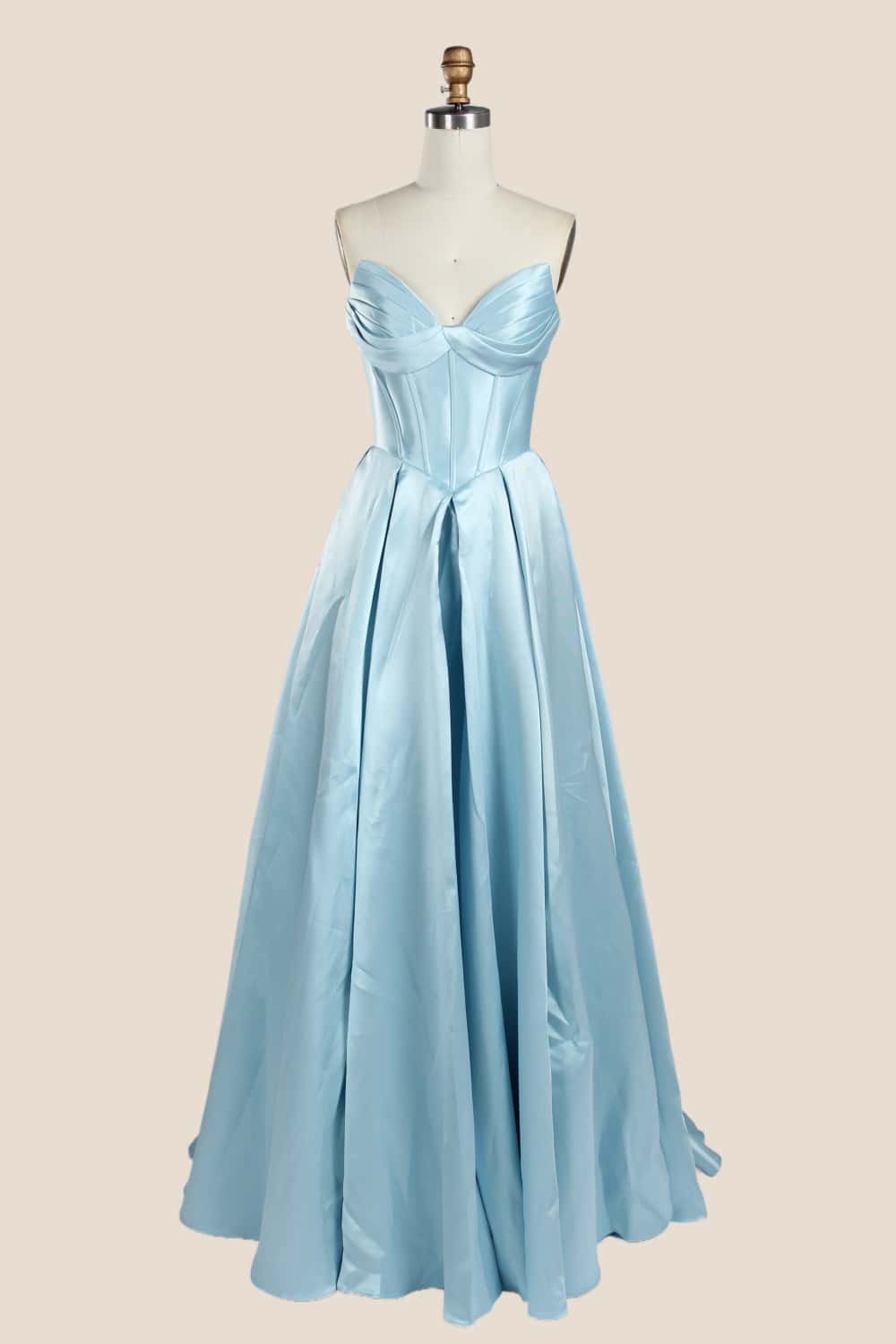 Sage Green Ruched Satin A-line Formal Dress