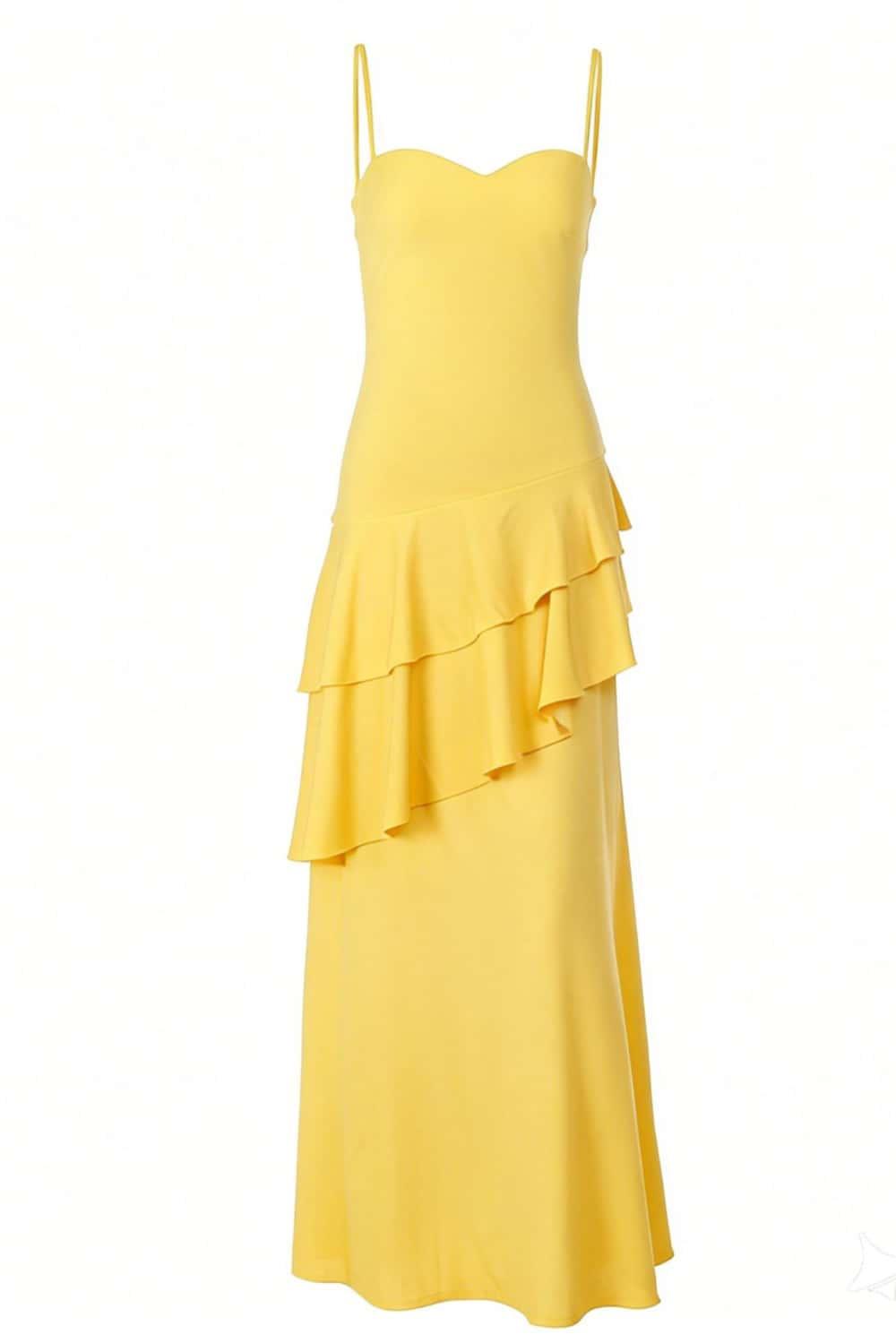 Straps Red Chiffon Tiered Maxi Dress