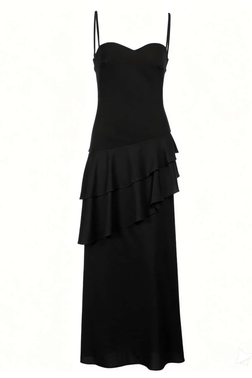 Straps Fuchsia Chiffon Tiered Maxi Dress