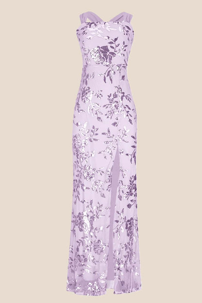 Purple Sequin Mermaid Long Formal Dress