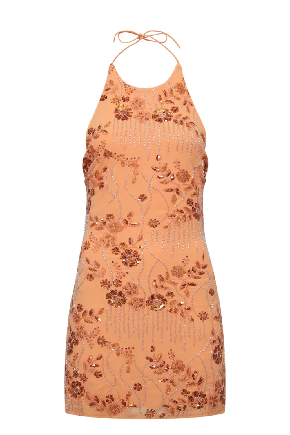 Halter Light Yellow Beaded Short Dress