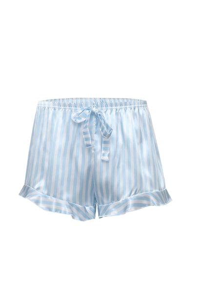 Blue Striped Short Sleeves Pajamas Set