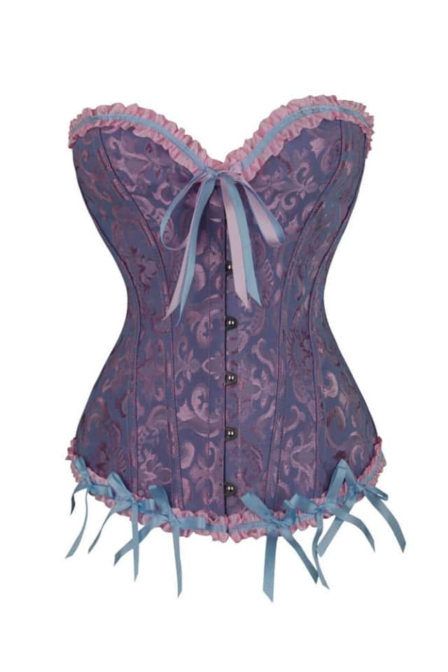 Royal Blue Jacquard Ruffle Bustier Corset