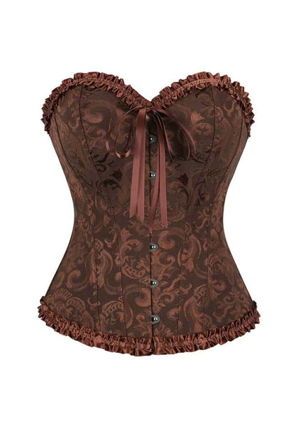 Purple Jacquard Ruffle Bustier Corset