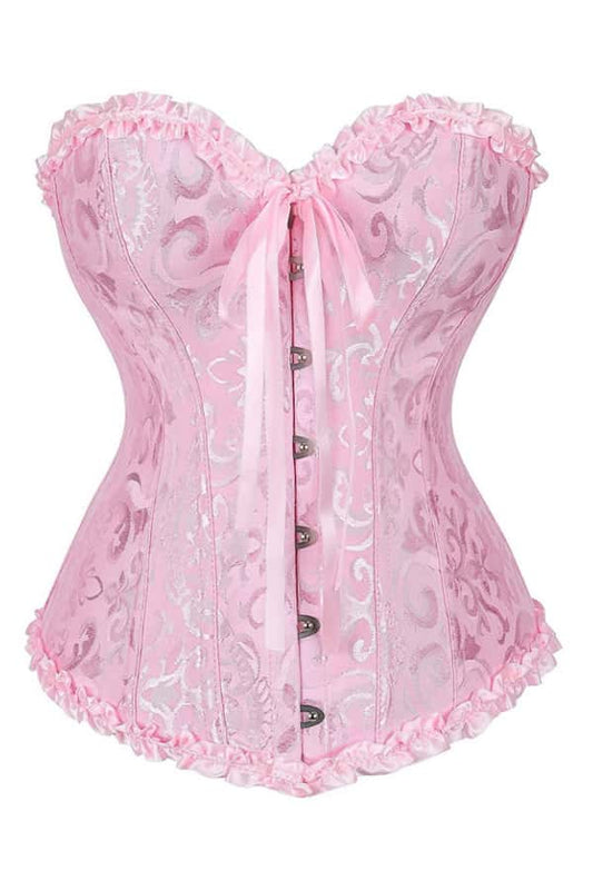 Royal Blue Jacquard Ruffle Bustier Corset