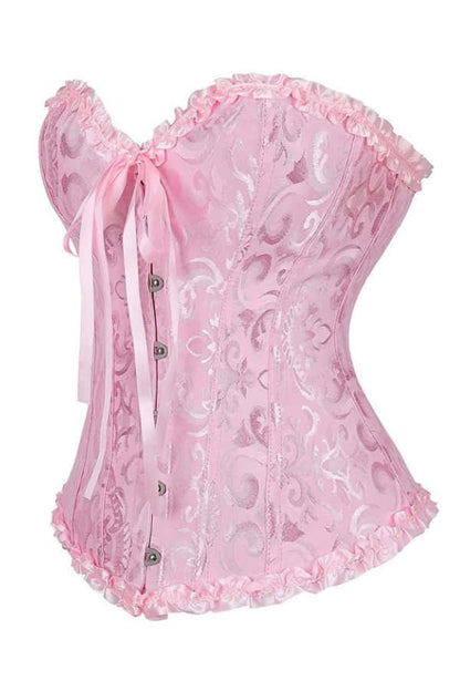 Purple Jacquard Ruffle Bustier Corset