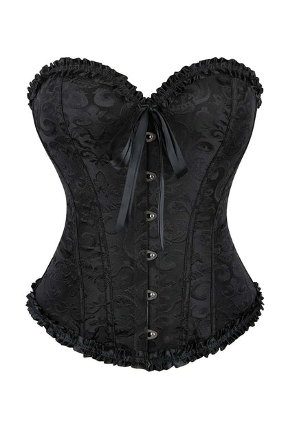 Purple Jacquard Ruffle Bustier Corset