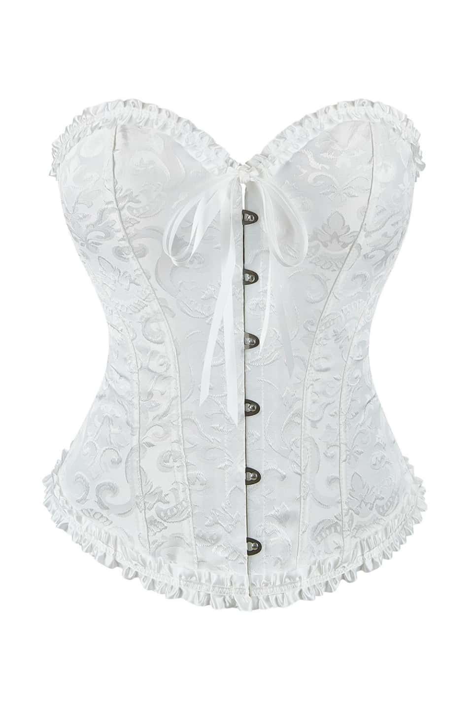 Purple Jacquard Ruffle Bustier Corset