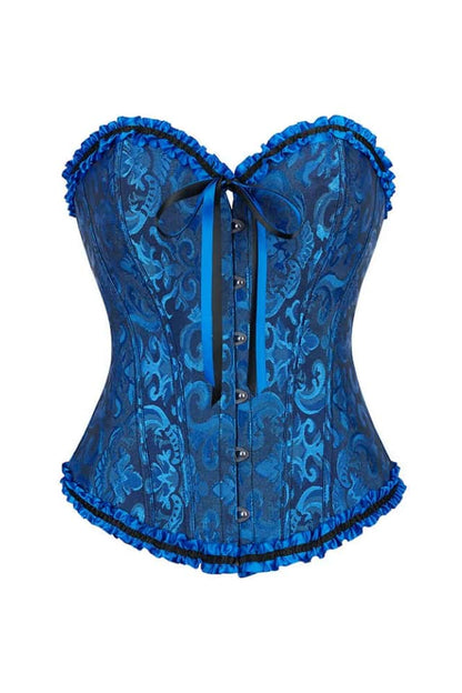 Purple Jacquard Ruffle Bustier Corset