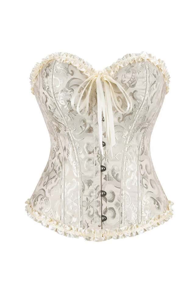 Royal Blue Jacquard Ruffle Bustier Corset