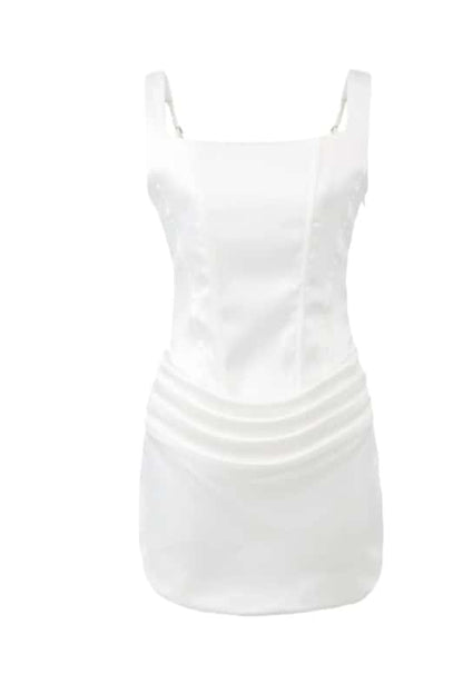 Square Neck Brown Ruched Short Party Dress