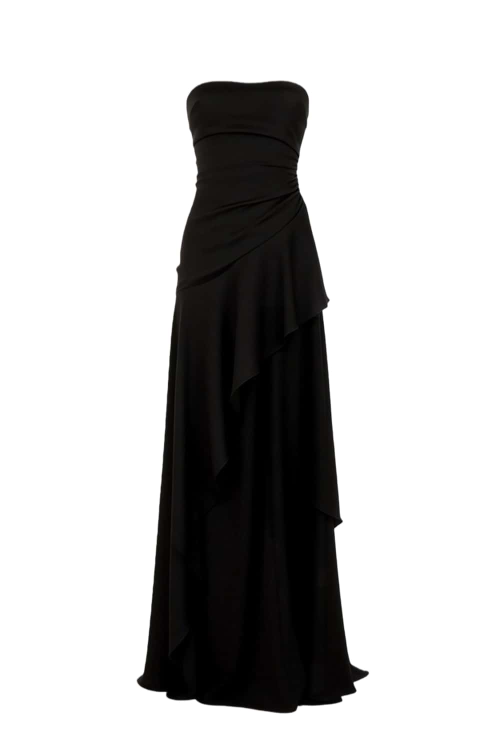 Sky Blue Strapless Ruched Slit Long Dress