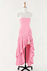 Light Blue Ruffle Fitted Long Dress