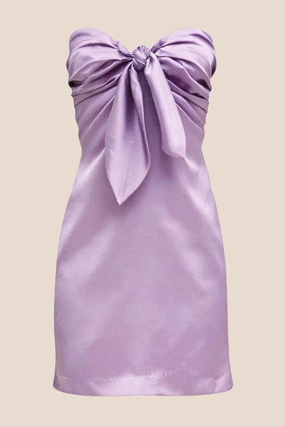 Strapless Yellow Tie Front A-line Short Dress