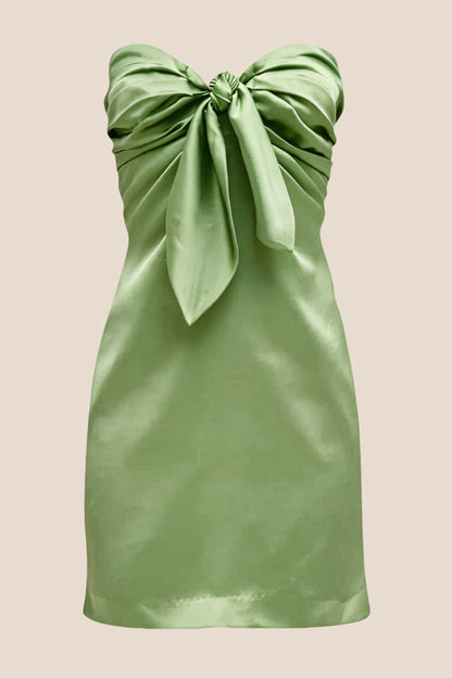 Strapless Red Tie Front Short Dress