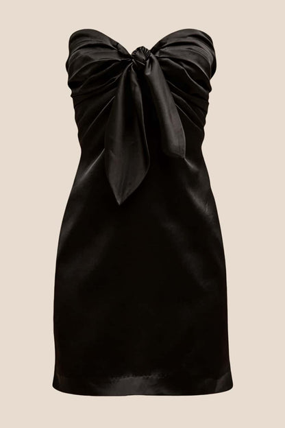 Strapless Yellow Tie Front A-line Short Dress