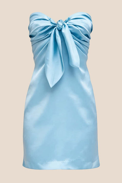 Strapless Red Tie Front Short Dress
