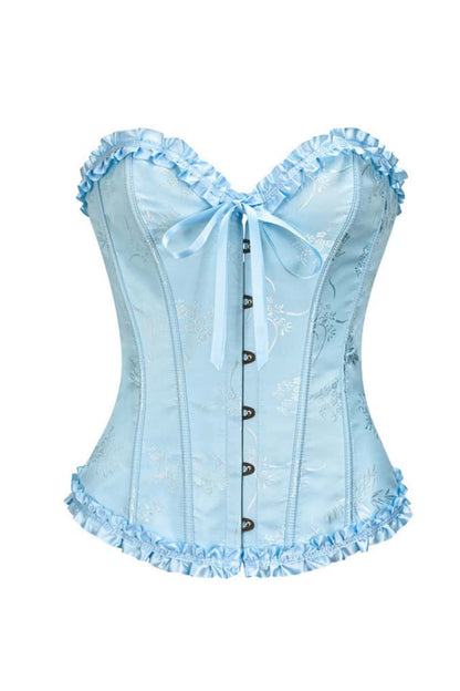 Sweetheart Sage Green Lace-Up Floral Corset