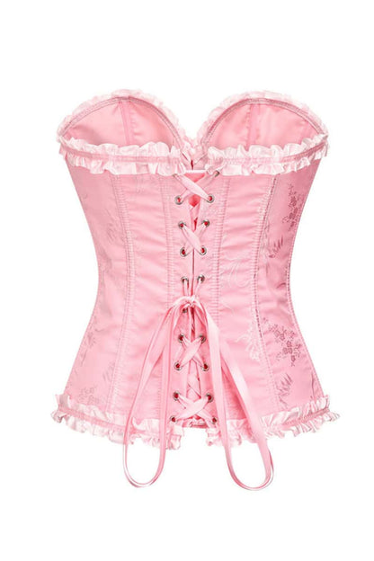 Sweetheart Yellow Lace-Up Floral Corset