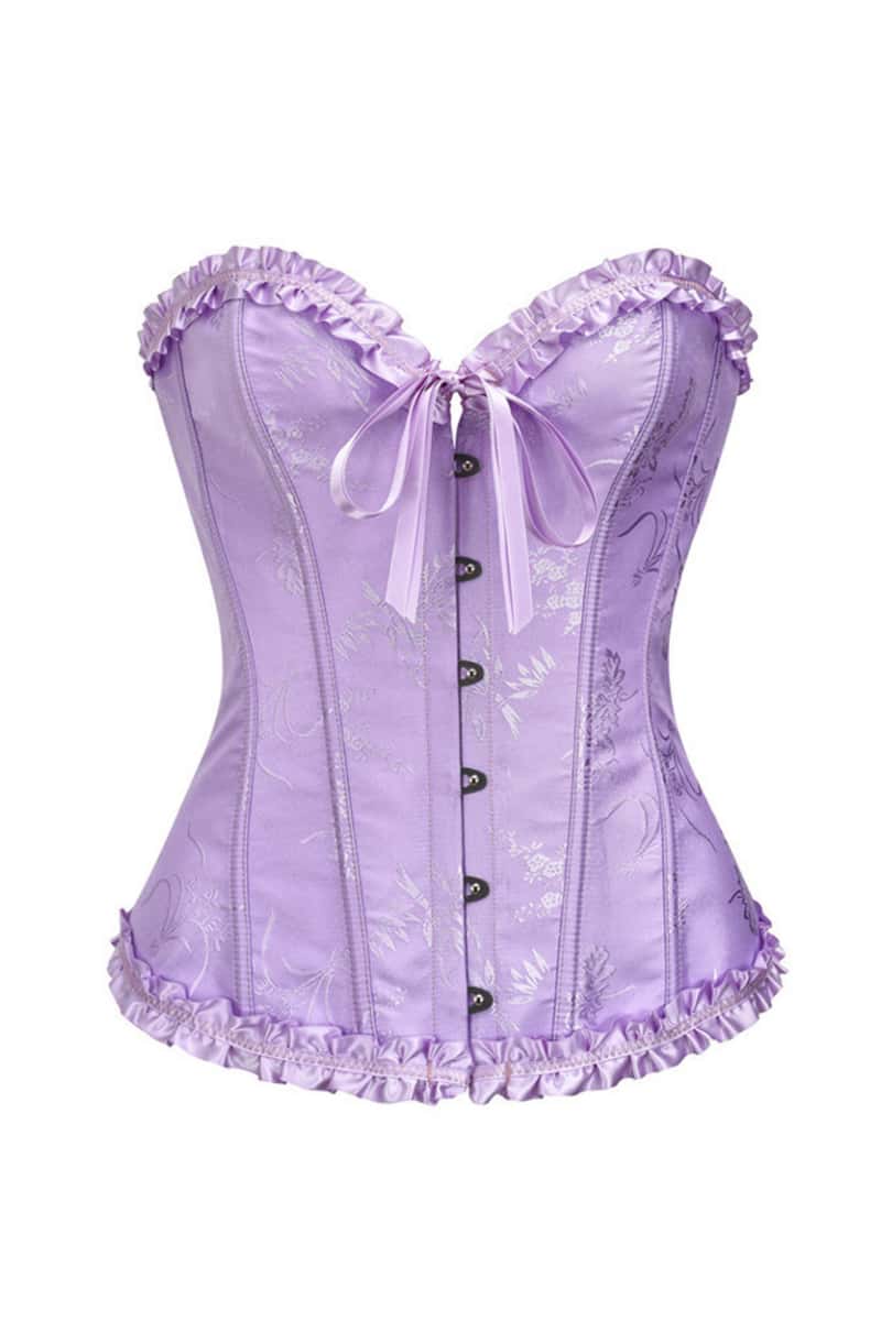 Sweetheart Sage Green Lace-Up Floral Corset