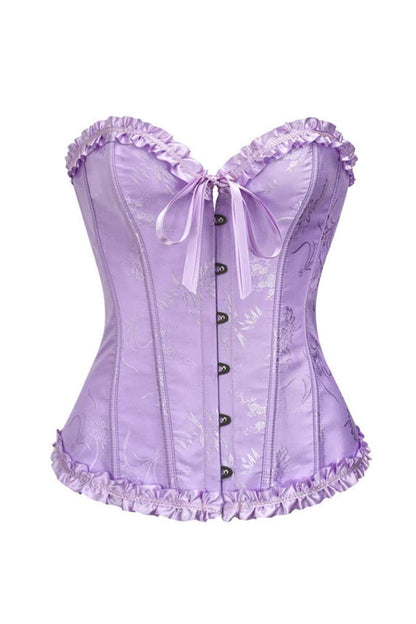 Sweetheart Blue Lace-Up Floral Corset