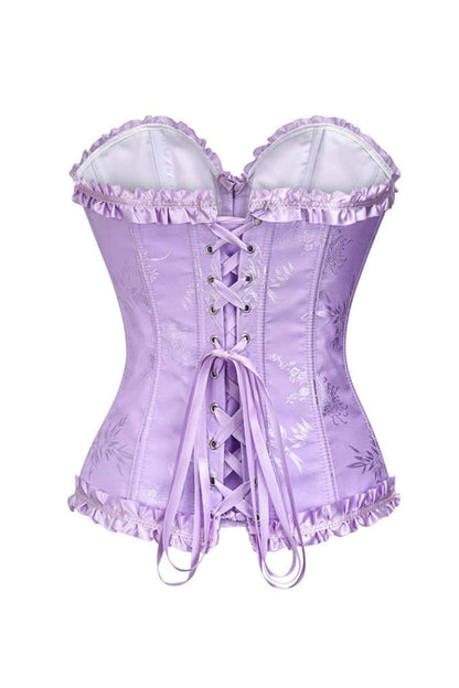 Sweetheart Yellow Lace-Up Floral Corset