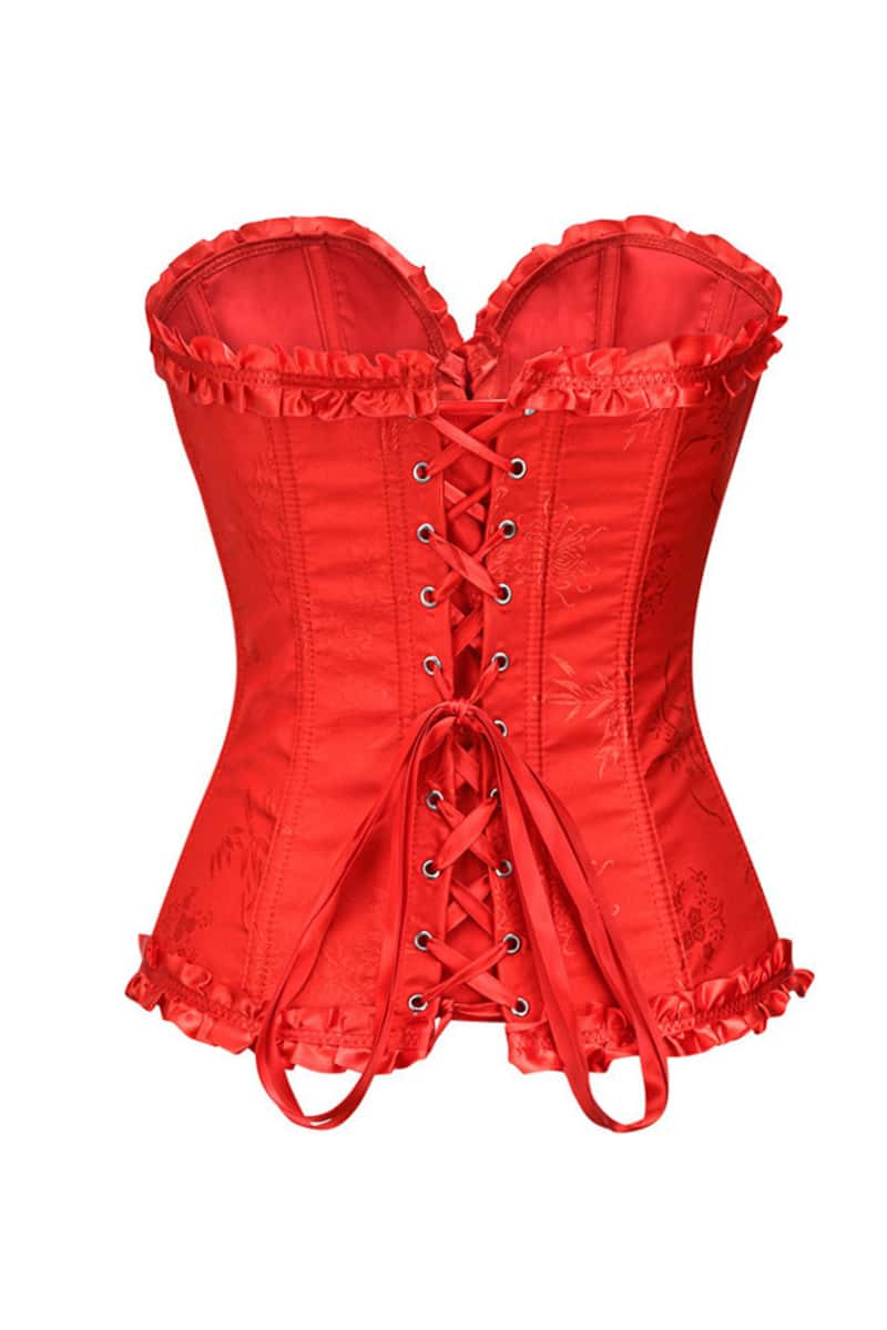 Sweetheart Yellow Lace-Up Floral Corset