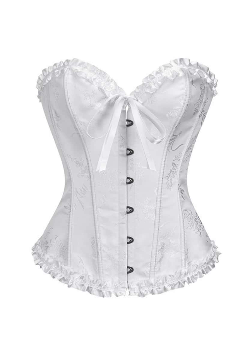 Sweetheart Sage Green Lace-Up Floral Corset