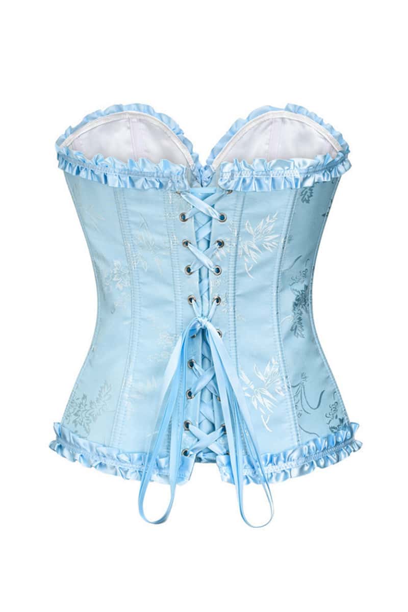 Sweetheart Sage Green Lace-Up Floral Corset