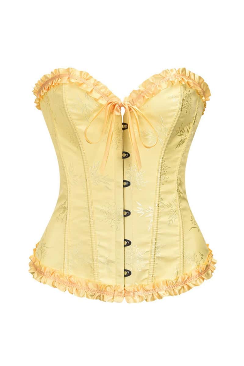 Sweetheart Sage Green Lace-Up Floral Corset