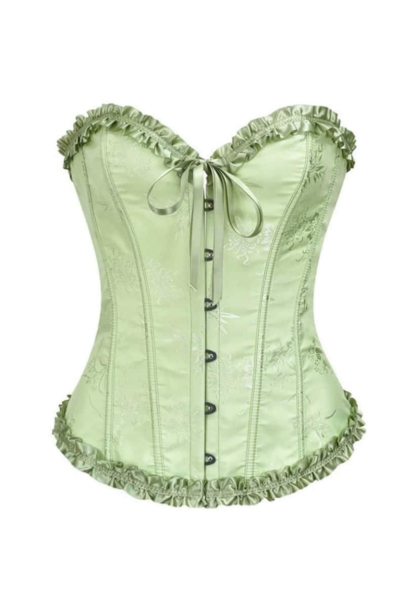 Sweetheart Yellow Lace-Up Floral Corset