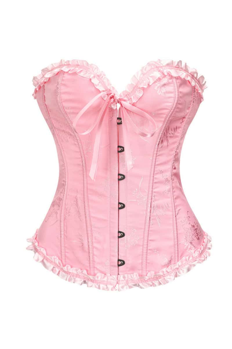 Sweetheart Yellow Lace-Up Floral Corset