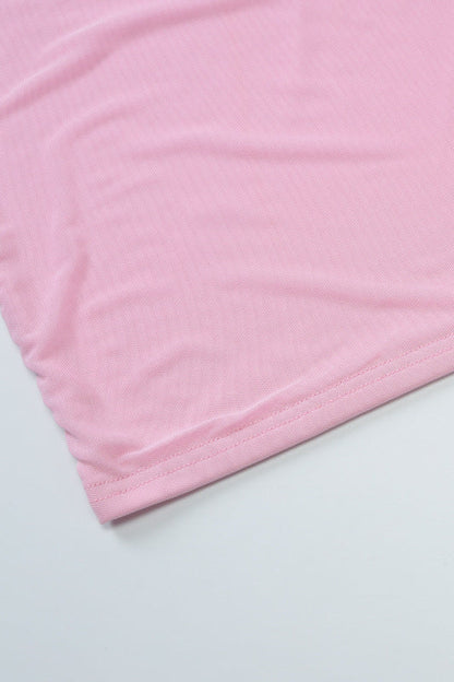 Off the Shoulder Pink Bodycon Short Dress with Ribbon