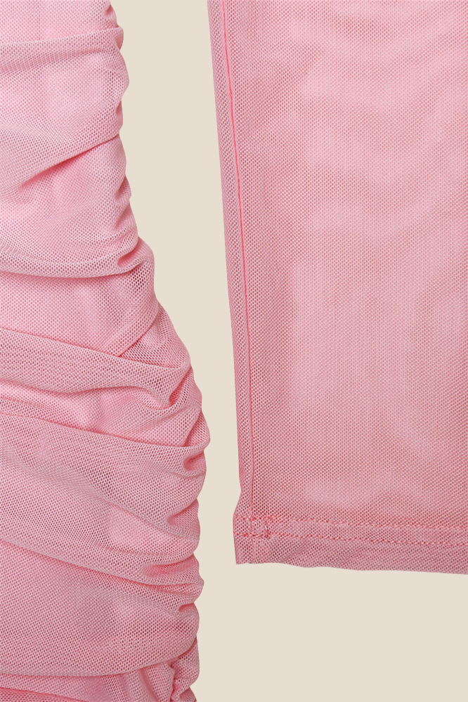Off the Shoulder Pink Ruffle Hem Short Dress