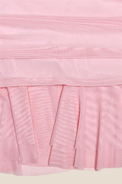 Off the Shoulder Pink Ruffle Hem Short Dress