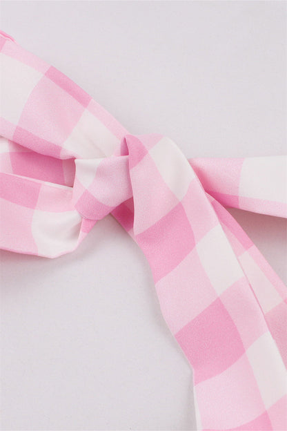 Pink Plaid Straps Barbie Dress