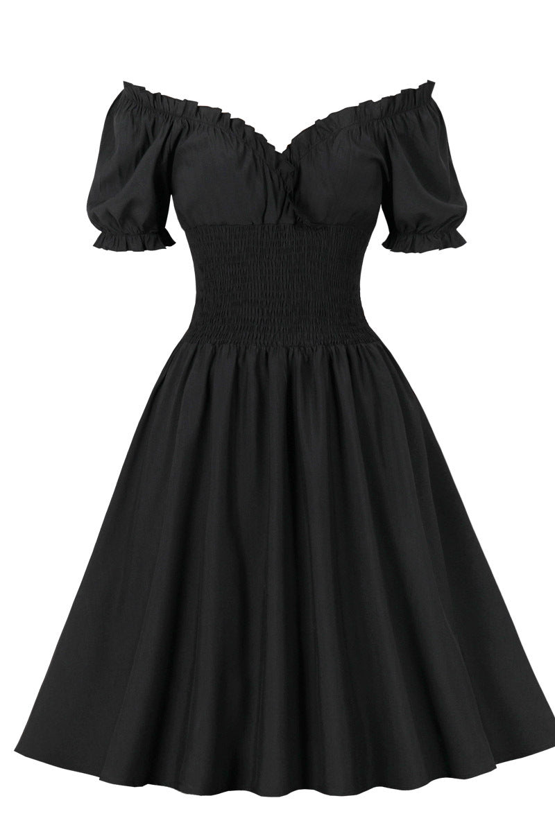 Red Smoked Wasit Off the Shoulder Dress