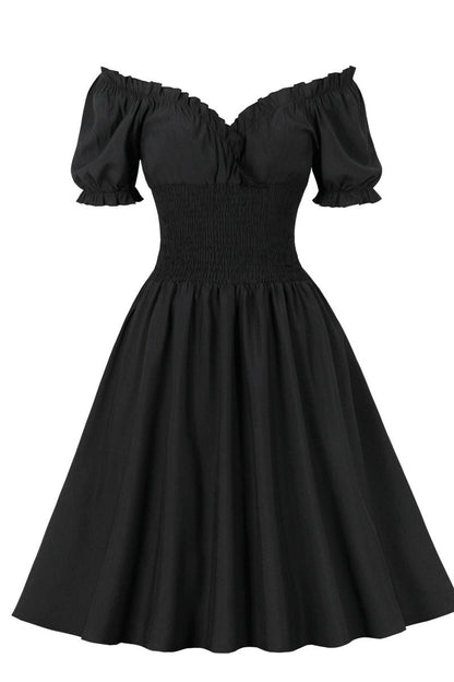 Red Smoked Wasit Off the Shoulder Dress