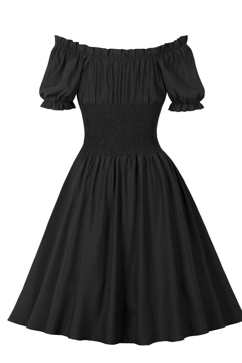 Red Smoked Wasit Off the Shoulder Dress
