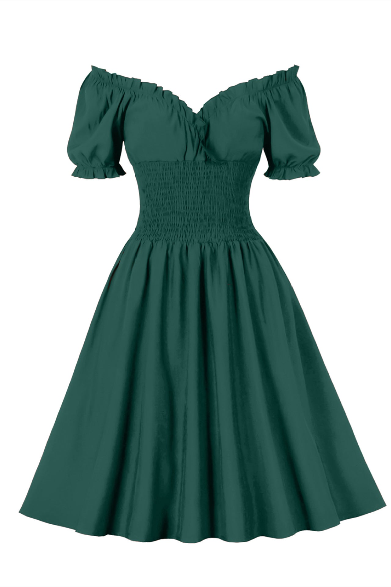 Red Smoked Wasit Off the Shoulder Dress