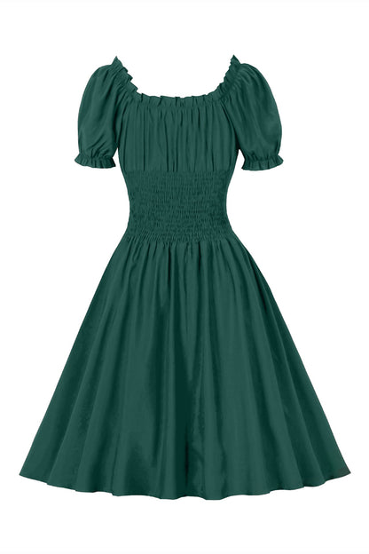 Red Smoked Wasit Off the Shoulder Dress