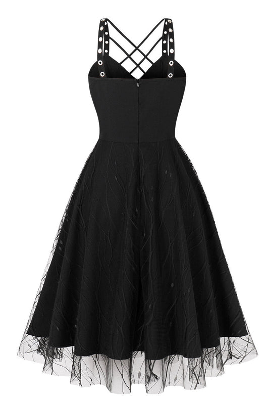 Lace-Up Black Witch Dress for Halloween