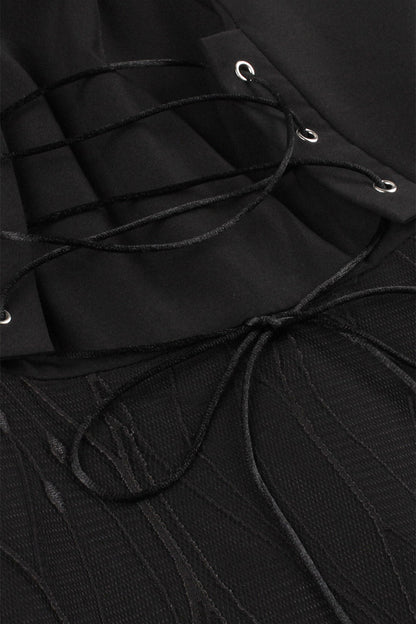 Lace-Up Black Witch Dress for Halloween