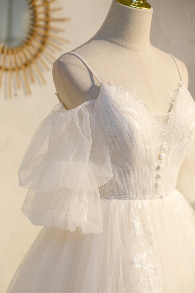 Short Puffy Sleeves Yellow A-line Short Princess Dress