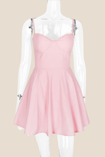 Spaghetti Straps Black A-line Short Dress