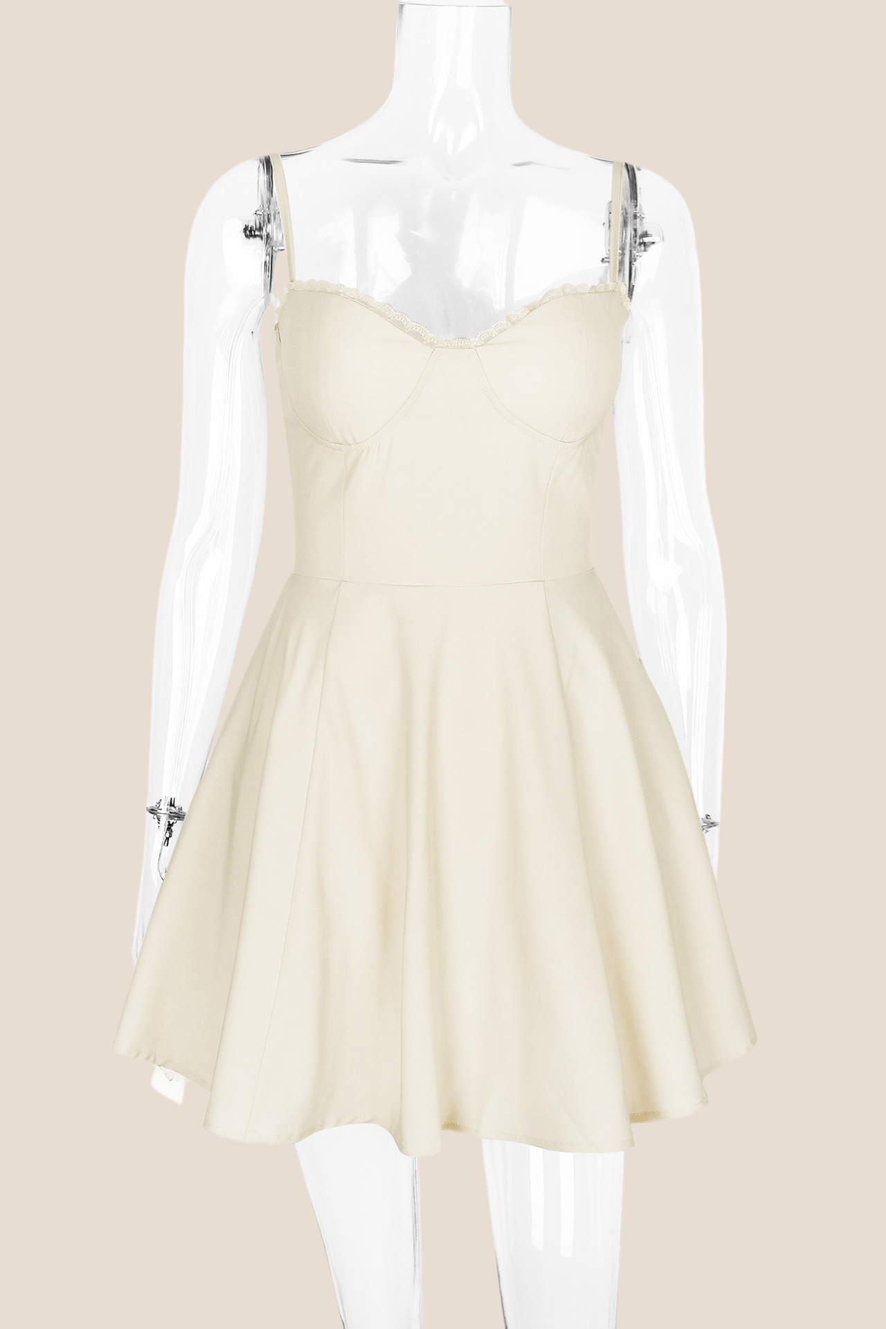 Spaghetti Straps Black A-line Short Dress